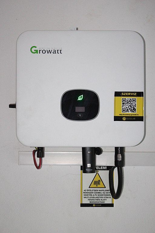 Solar inverter mounted on a wall