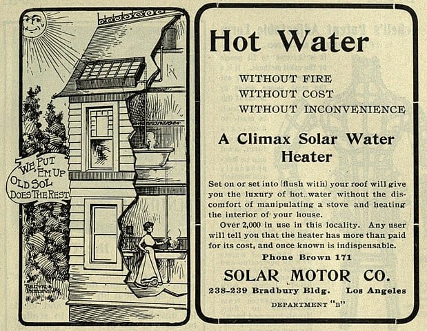 First solar geyser advert from 1902